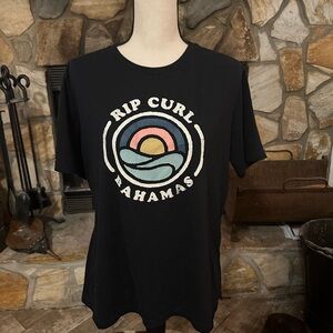 Rip Curl Black Tee with Pastel Graphic